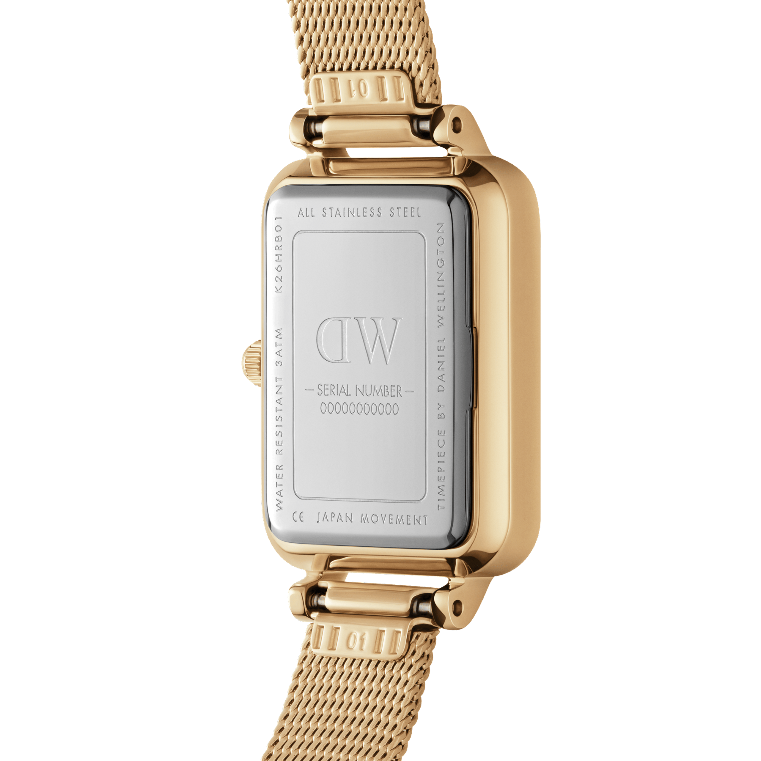 ジャンク品 WDS250G2B0C DW Quadro Evergold dameklokke i gullfarget stål (20x26mm) - Daniel