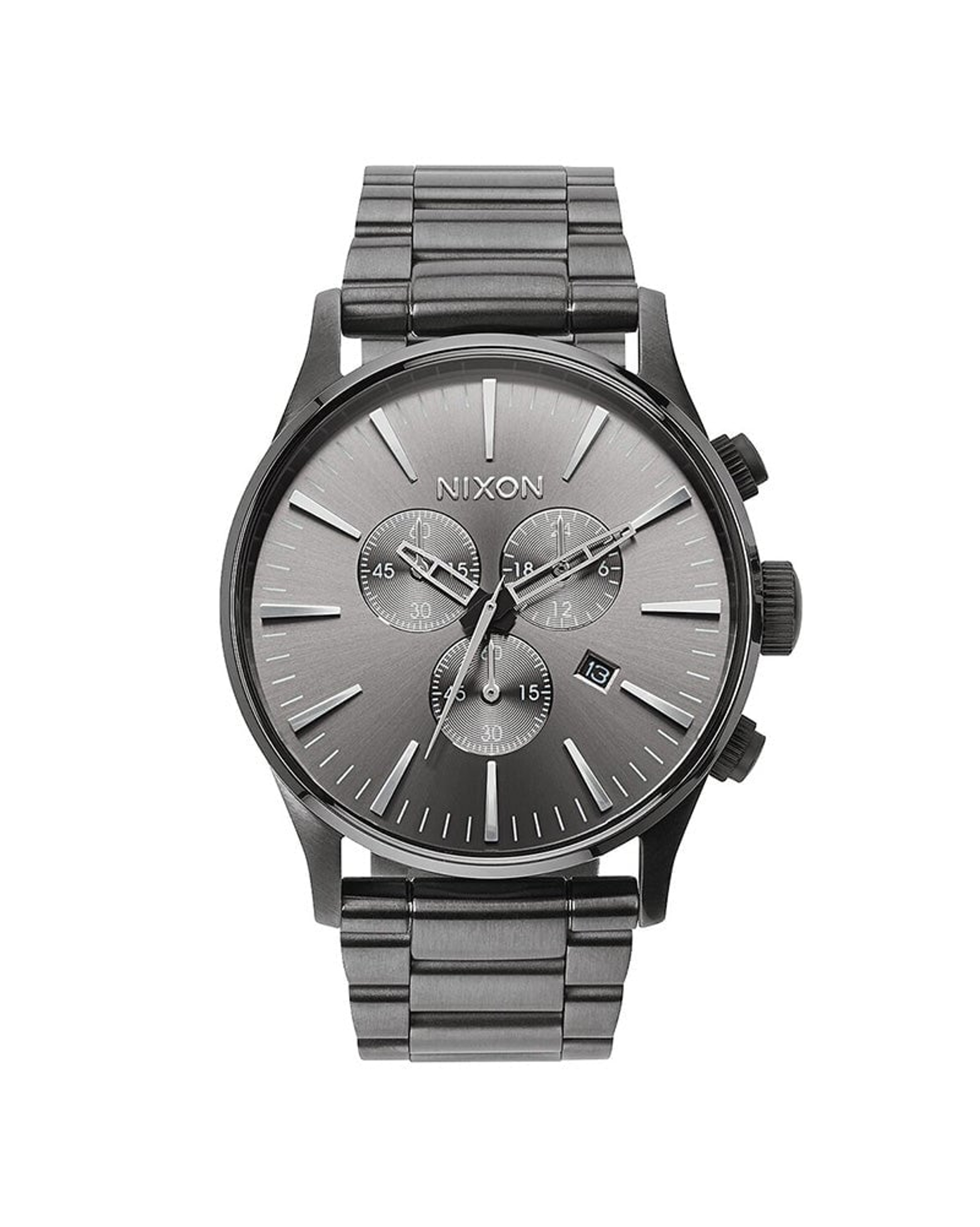 Nixon Sentry Chrono herreklokke i mørkegrå stål (42mm)